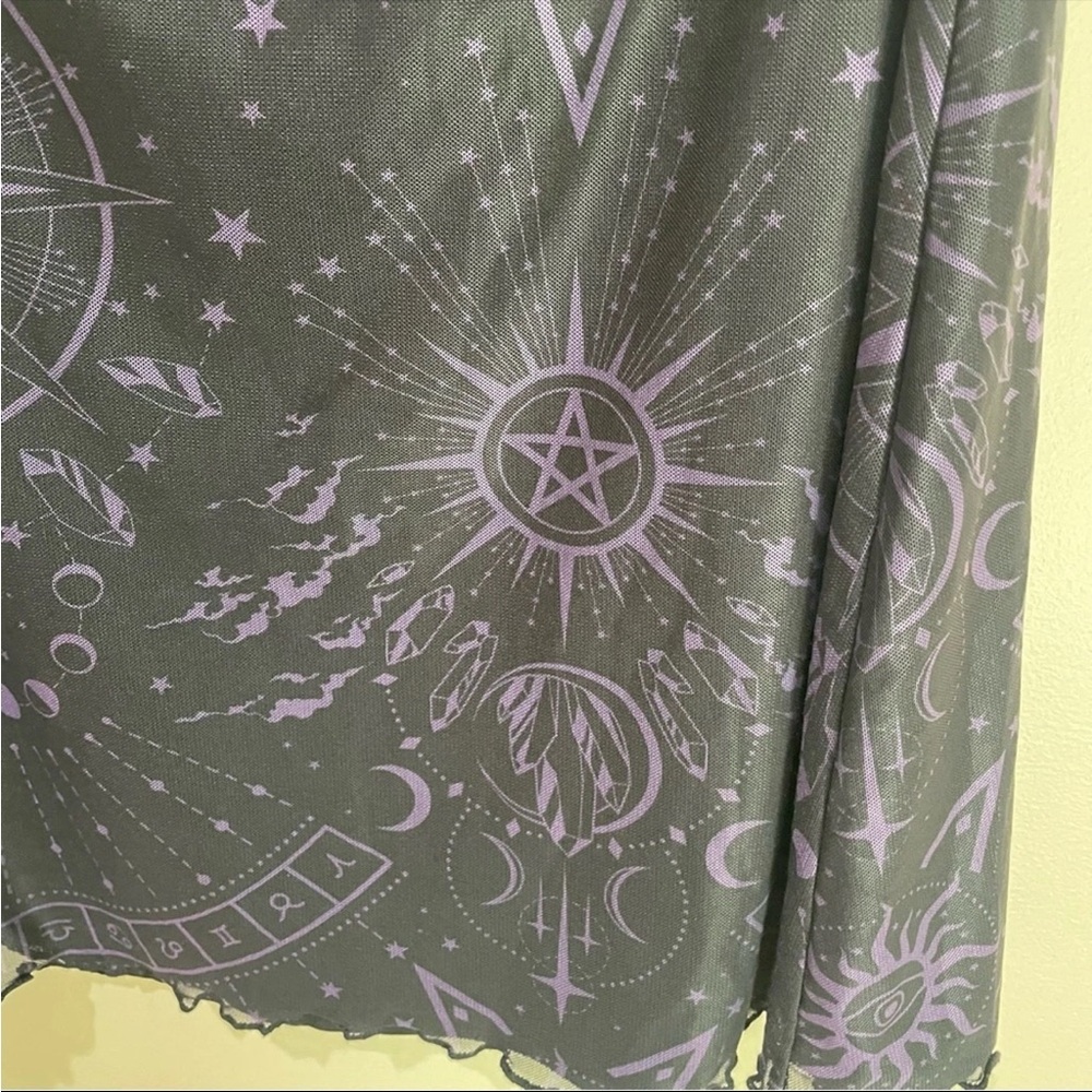 Killstar | Dolls Kill Trevea Zodiac Black Purple Lettuce Edge Mini Skirt Size L - Picture 7 of 10